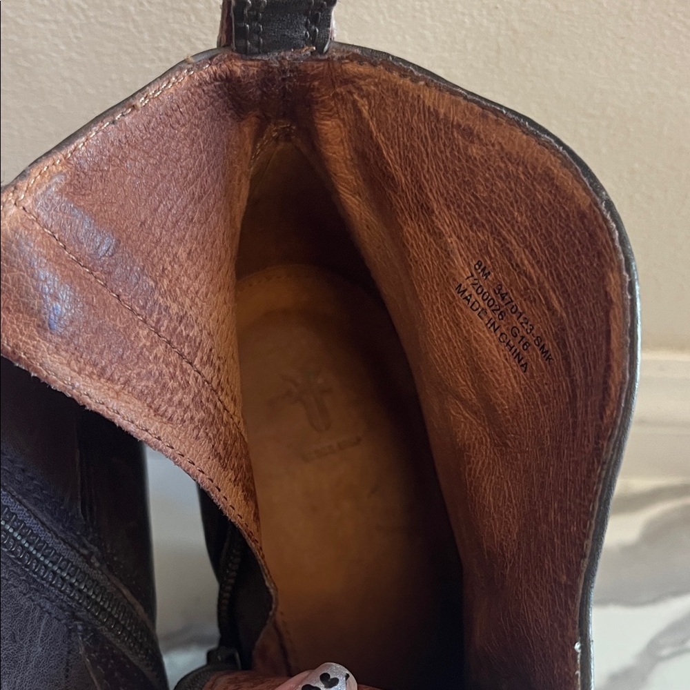 Frye Dark Brown Leather Heeled Boots - Picture 7 of 7